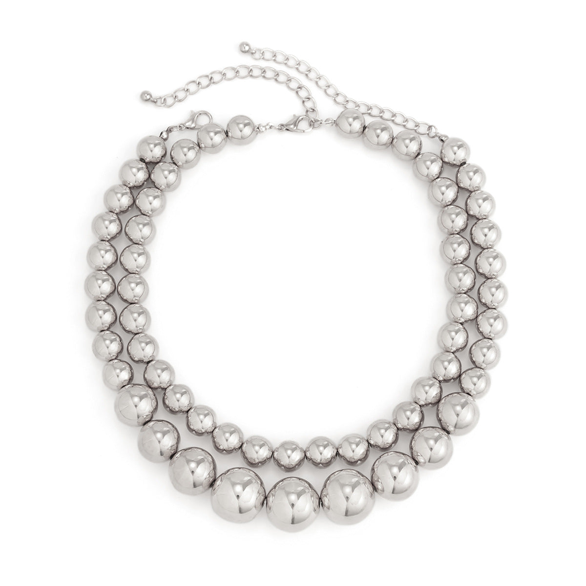 Punk Style Geometric Choker Necklace with Imitation Pearl Beads and Plated Finish
