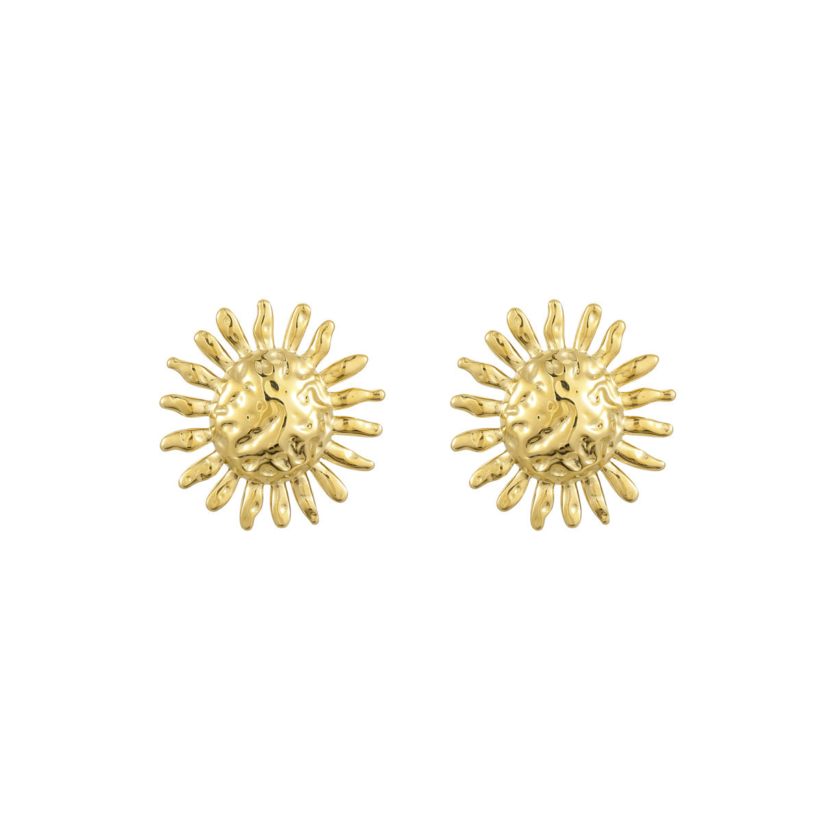 Pendientes minimalistas de acero de titanio texturizado para mujer con patrón de girasol, joyería de moda de inspiración vintage