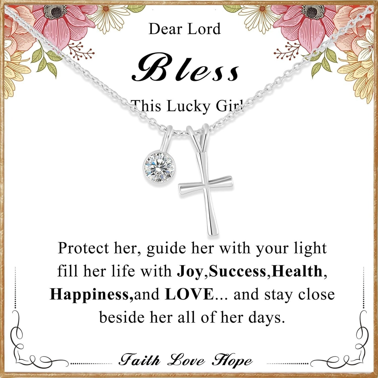 Sweet Geometric Cross Stainless Steel Pendant Brass Plated Necklace for Women