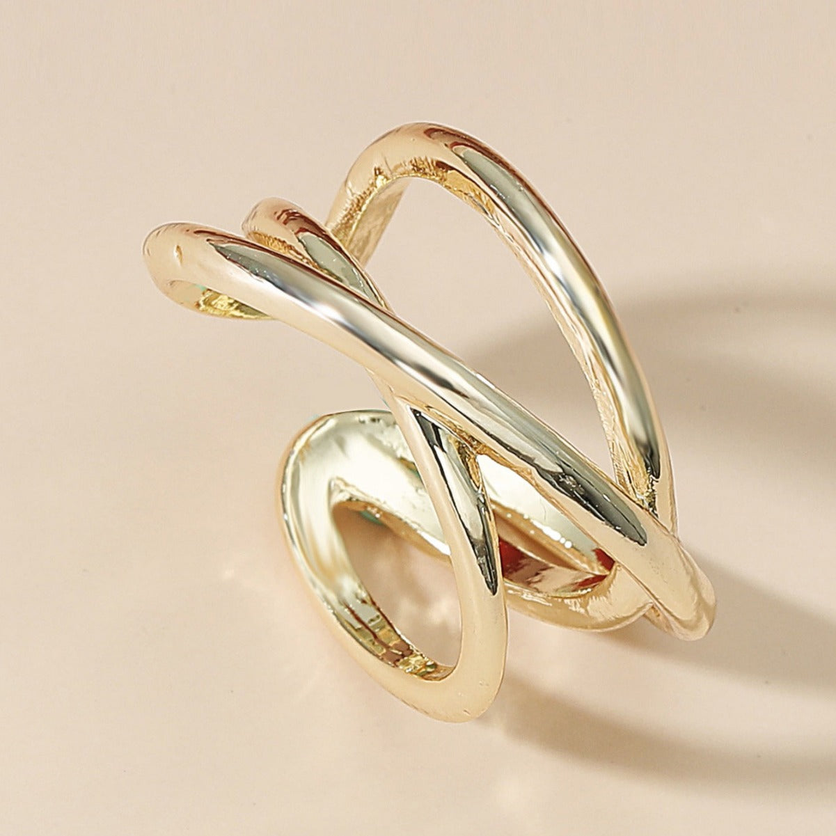 Anello Aperto Regolabile Minimalista e Delicato da Donna in Lega di Zinco con Finitura Lucida e Design Geometrico a U