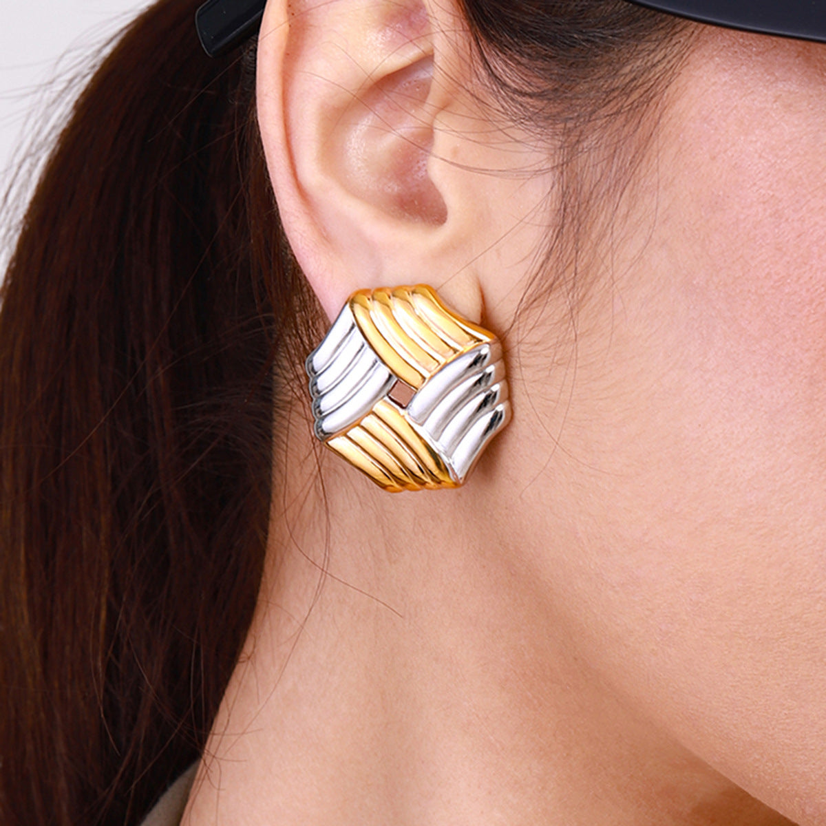 Luxury Geometric Square Stainless Steel and Titanium Steel Plated Earrings for Women
