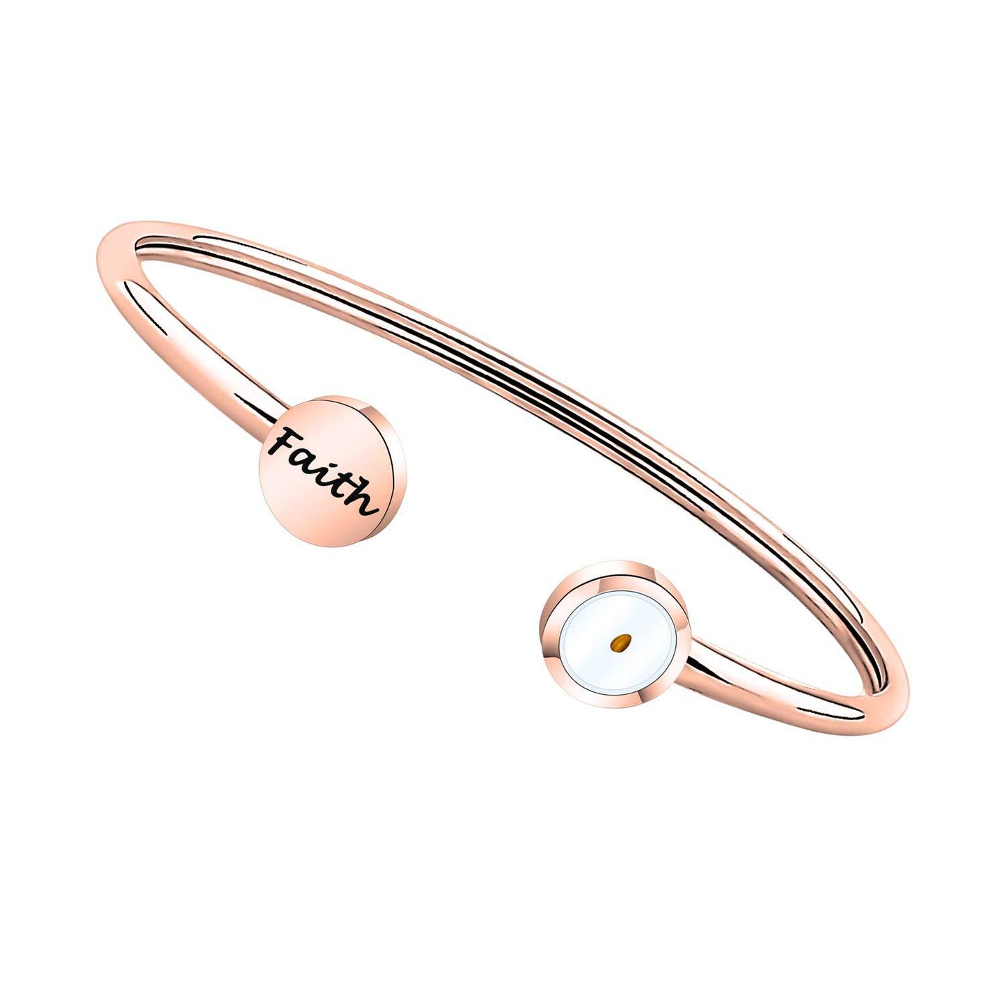 Minimalist Stainless Steel Polished Mustard Seed Open Bangle Bracelet Faith Jewelry