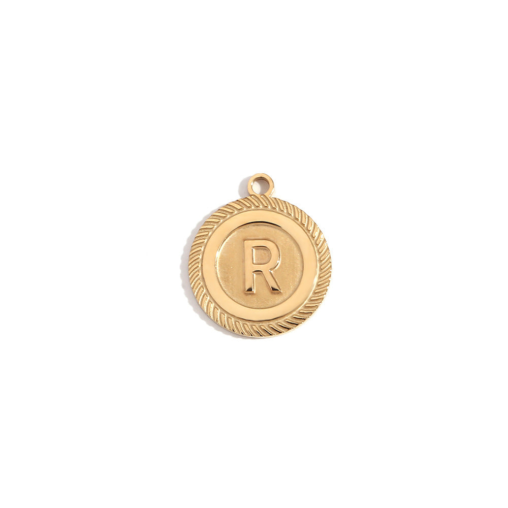 Vintage Fashion Minimalist Stainless Steel Plated 18K Gold Letter Pendant Necklace for Women