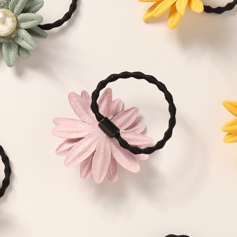 Juego de accesorios para el cabello de margaritas florales vintage para niñas con ligas y broches de tela estilo jardín rústico