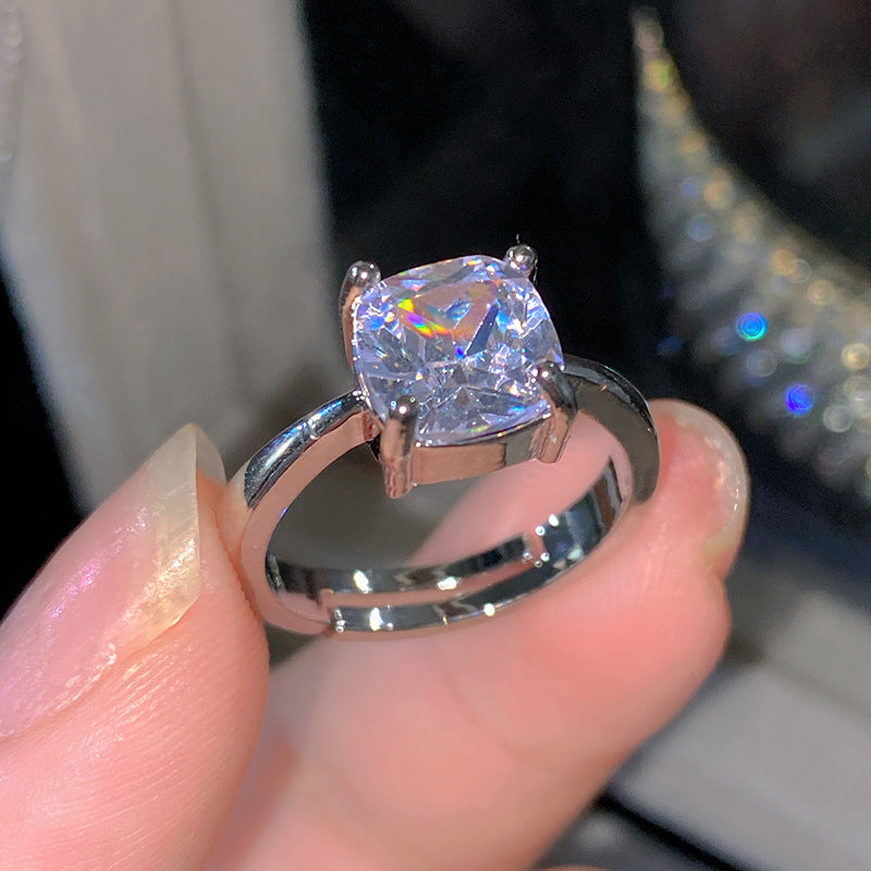 Sweet Elegant Heart Butterfly Brass Ring with Cubic Zirconia Handmade Adjustable