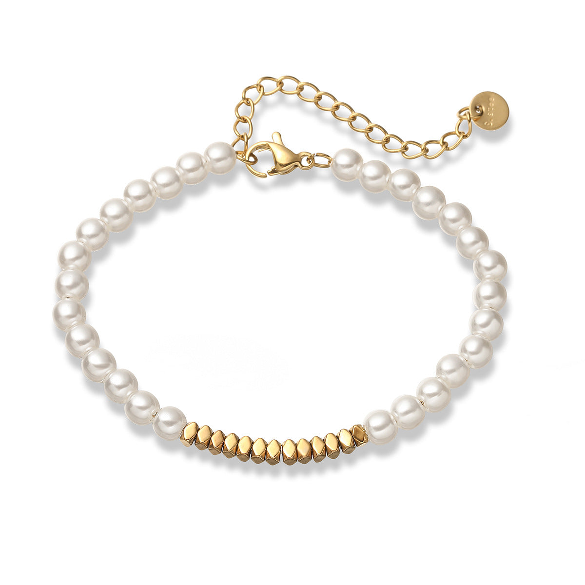 Minimalist Irregular Pearl Bracelet for Women Stainless Steel Electroplated Fashion Accessory