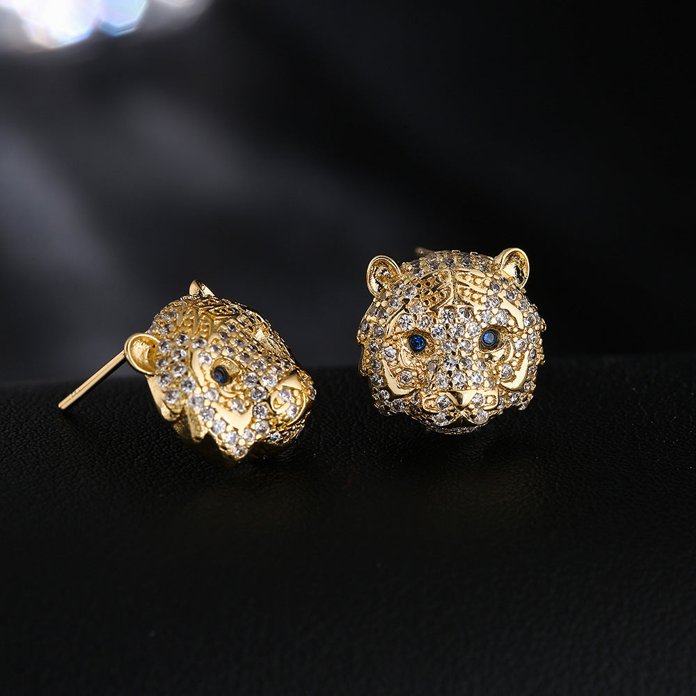 Orecchini geometrici minimalisti in rame con zirconia micro-pavé e placcatura in oro 18 carati da donna