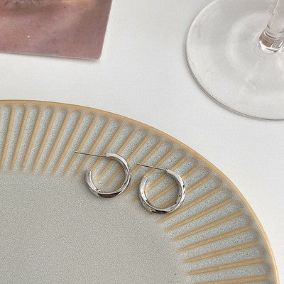Orecchini a Cerchio Minimalisti Geometrici da Donna in Rame Placcato Oro, Orecchini Semplici a Perno Rotondi