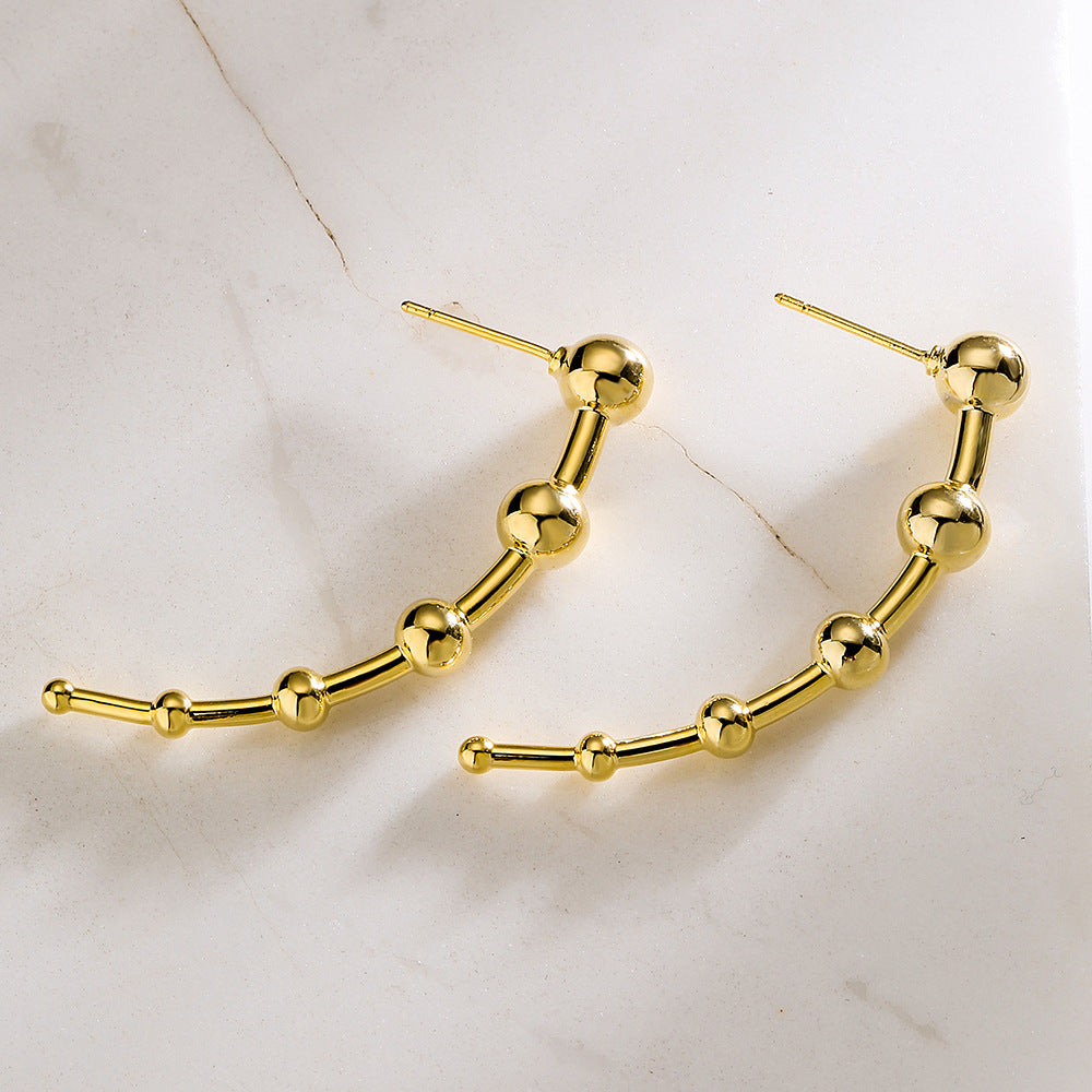 Orecchini Geometrici da Donna in Ottone Placcato Oro 18K con Forma Irregolare Contemporanea