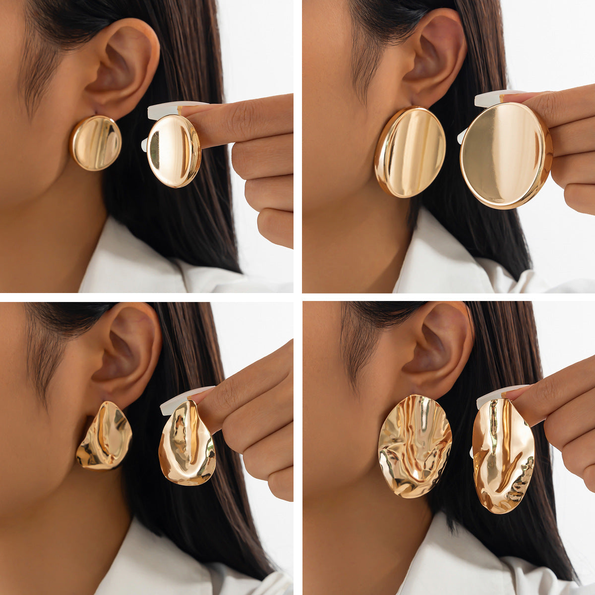 Exaggerated Irregular Oval Geometric Plated Stainless Steel Earrings for Women