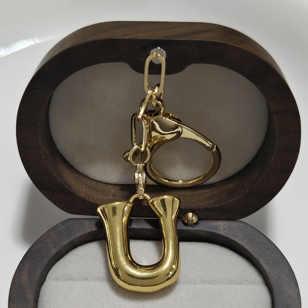 Minimalist 18K Gold Plated Letter Pendant Keychain for Brass
