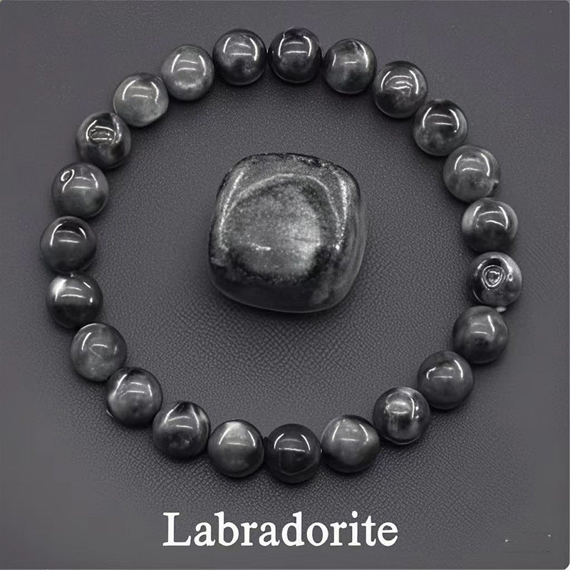 8mm Round Sunstone Rose Quartz Tiger Eye Agate Crystal Beaded Bracelet Unisex Geometric Handmade Jewelry