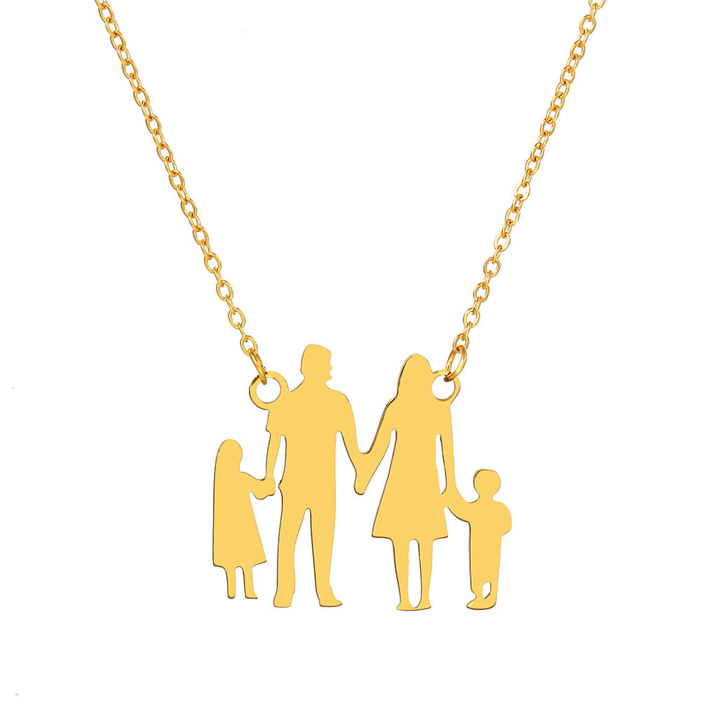 Geometric Gold Plated Stainless Steel Pendant Necklace with Snake Chain for Women