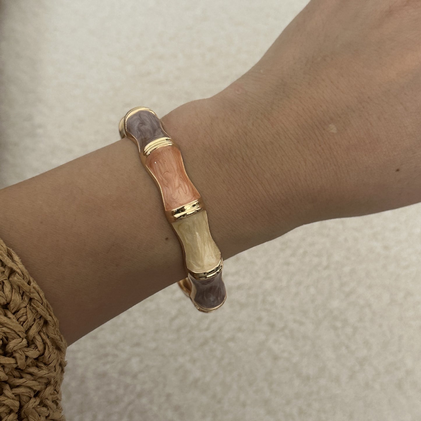 Bohemian Ethnic Multi-Color Drip Oil Enamel Geometric Gold Plated Alloy Bracelet