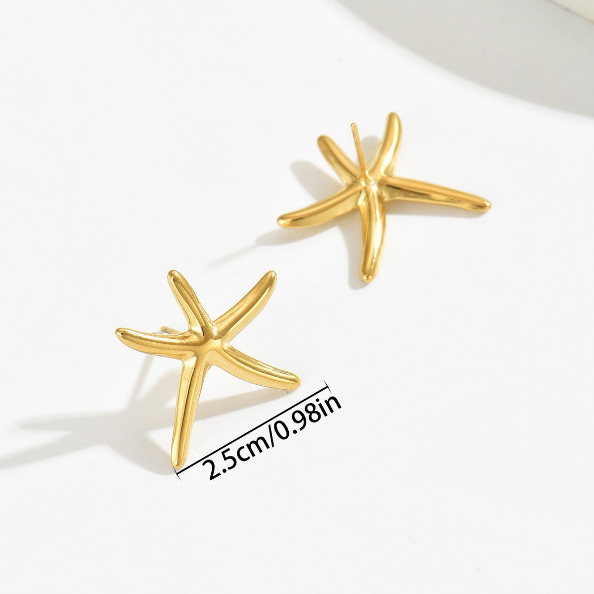 Pendientes de aleación de zinc galvanizados con forma de estrella geométrica para mujer, estilo minimalista inspirado en el océano