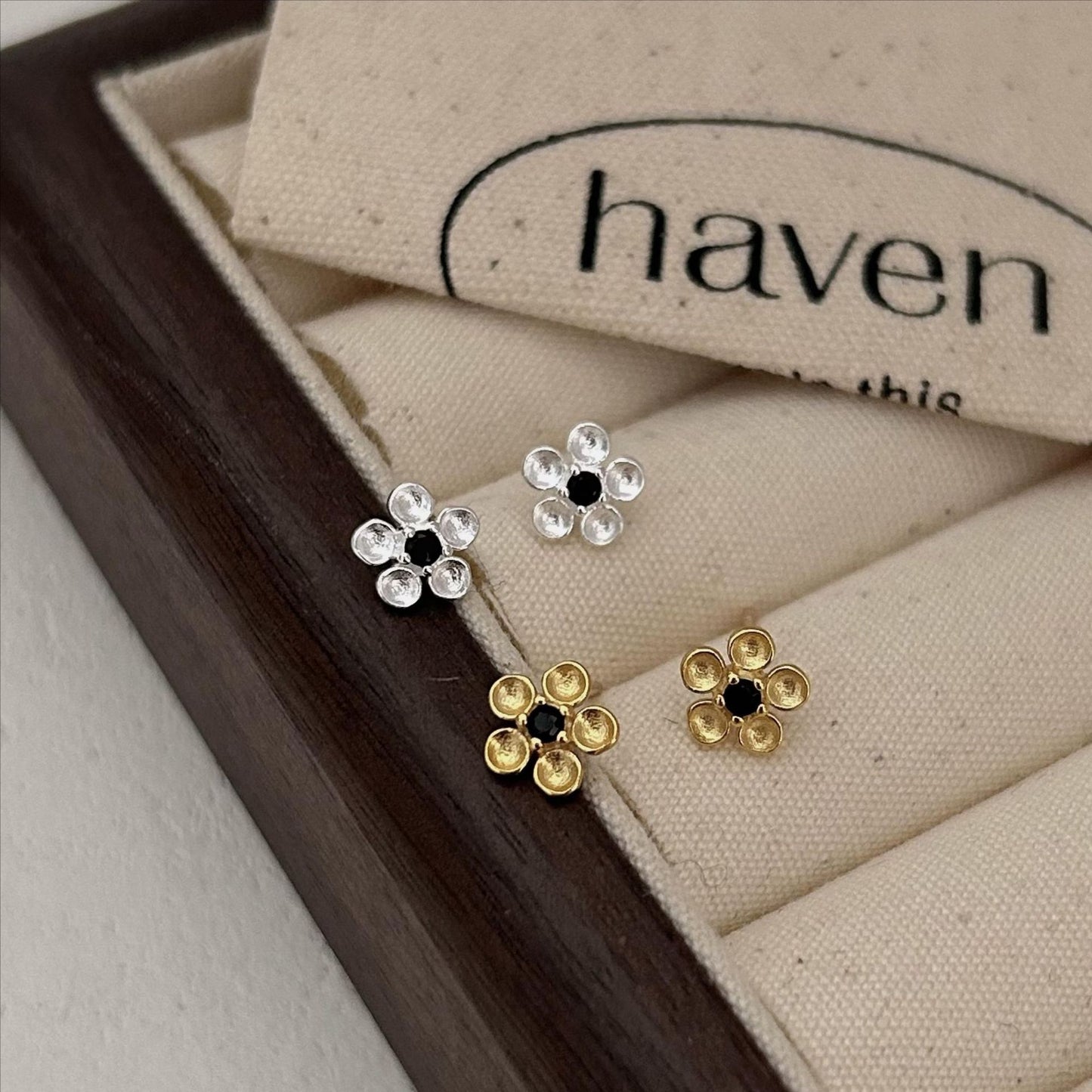 Minimalist Silver Flower Stud Earrings in 925 Sterling Silver with Plated Finish for Women
