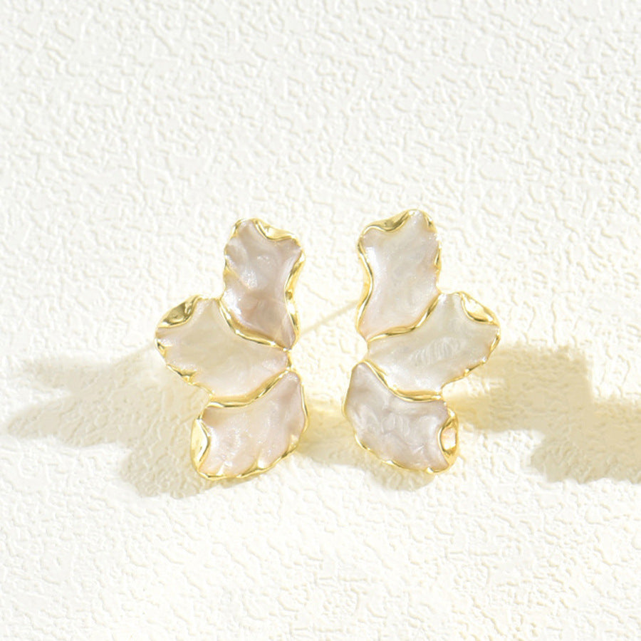 Pendientes de trébol minimalistas para mujer en aleación de zinc con acabado esmaltado