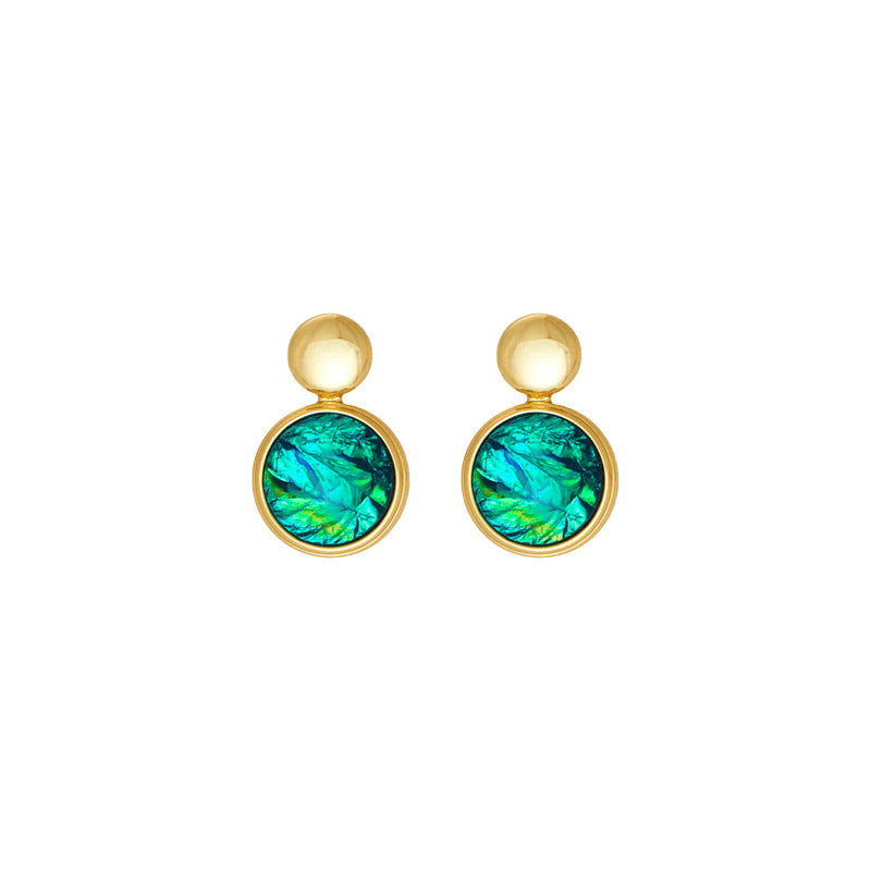 Chic Minimalist Round Resin Stud Earrings with Steel Posts for Women Geometric Fashion Accessory