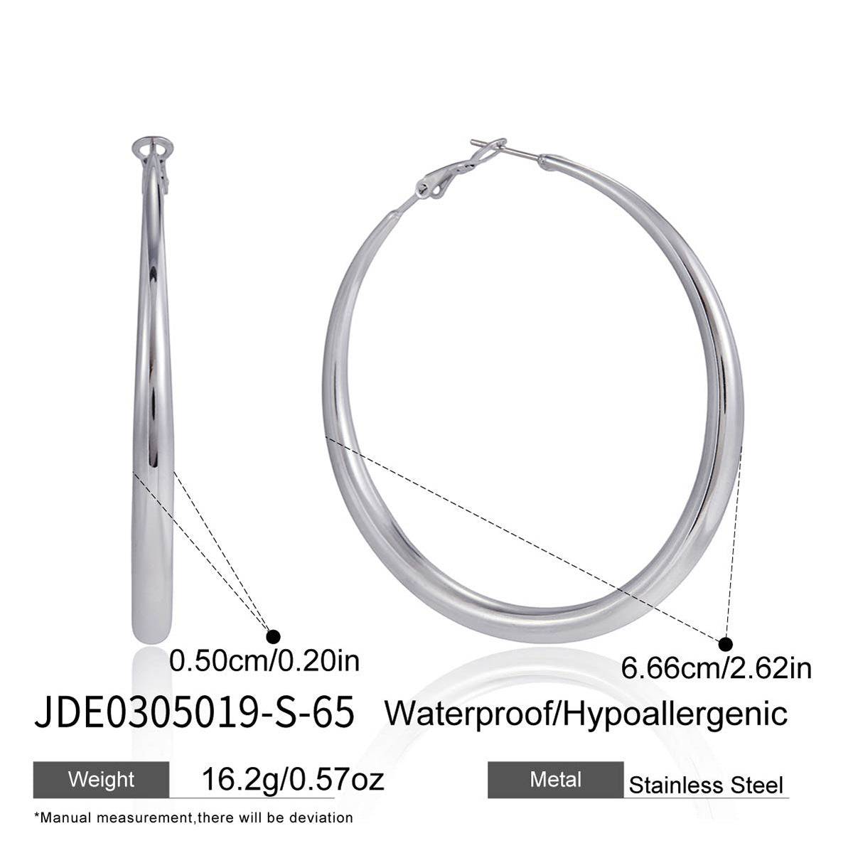 Minimalist Round Geometric Plated Stainless Steel Hoop Earrings for Women
