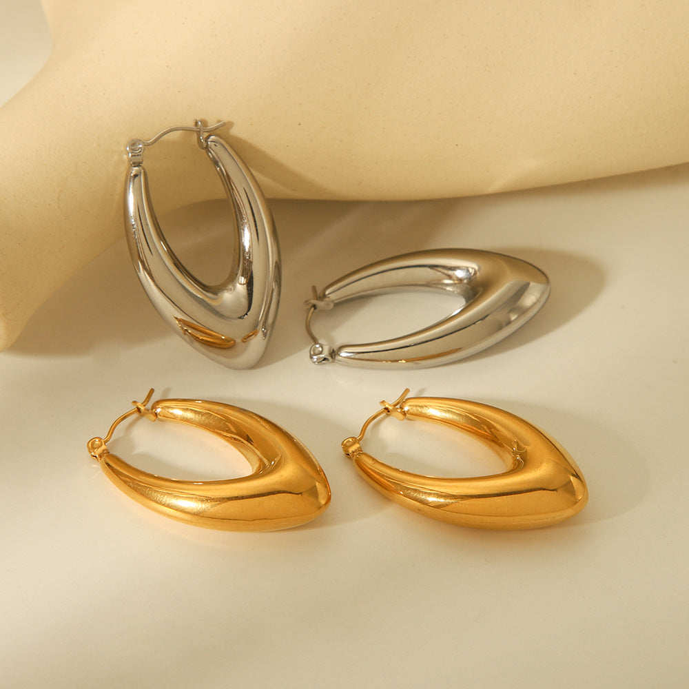 Geometric Hollow Stainless Steel Earrings for Women with Gold Plating Modern Minimalist Fashion Jewelry