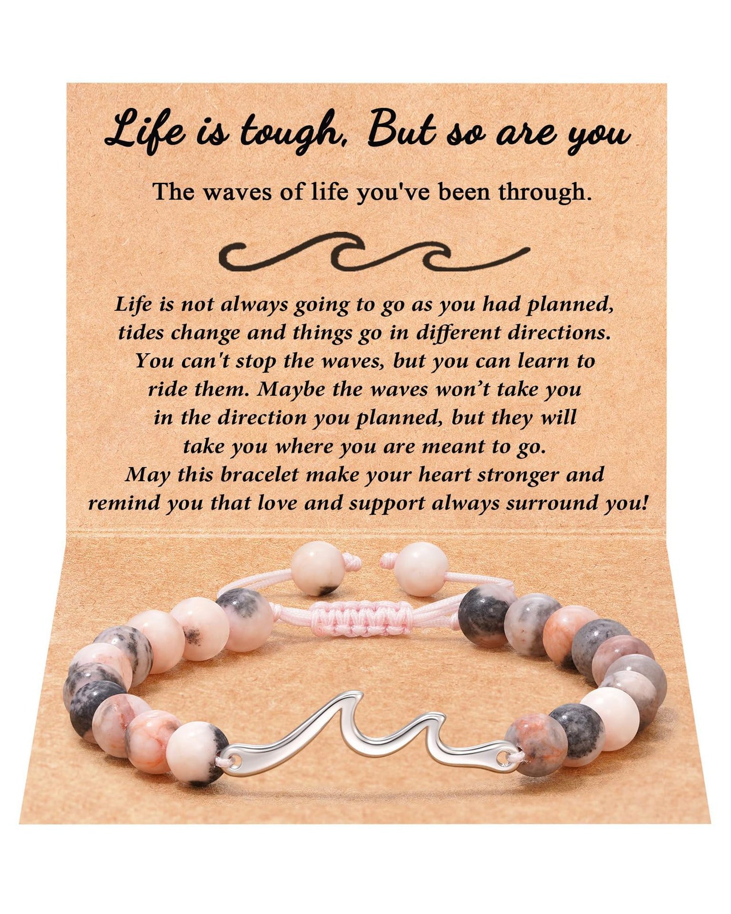 Handmade Woven Stainless Steel Beaded Bracelet with Wave Pattern