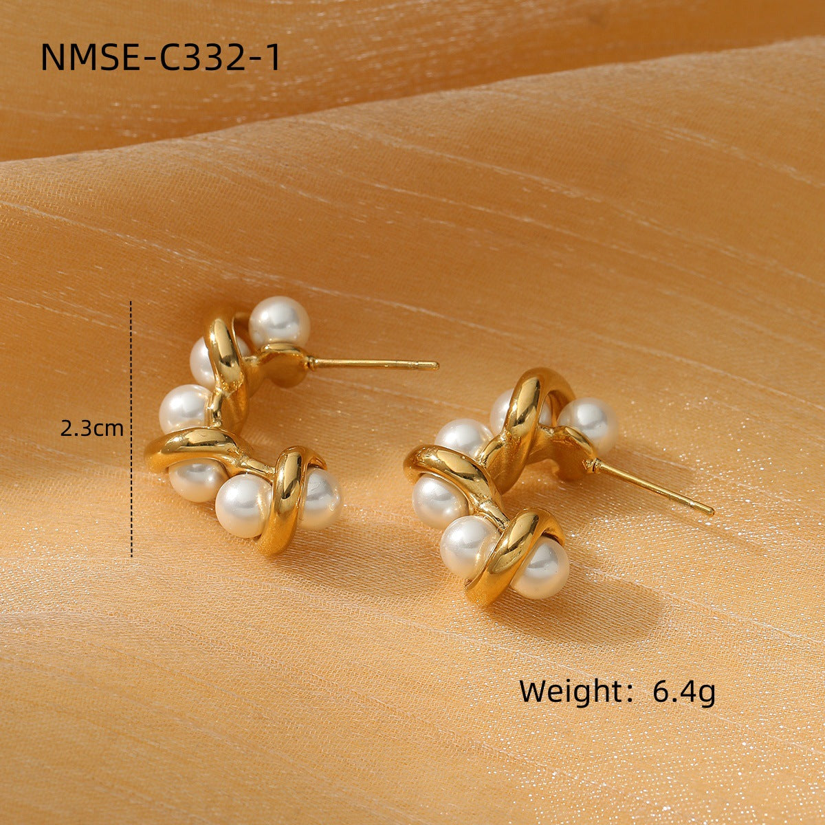 Pendientes de Acero Inoxidable Irregulares Estilo Francés con Perlas Envueltas y Acabado Chapado para Mujer