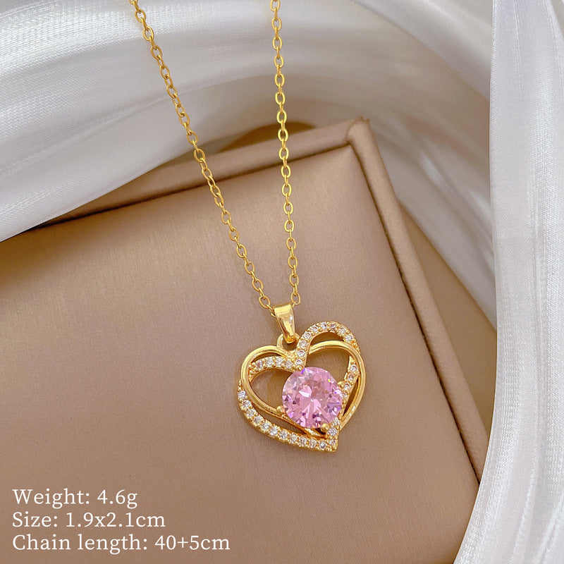 Geometric Style Titanium Steel Necklace with Copper Pendant Plated in Real Gold for Women and Men