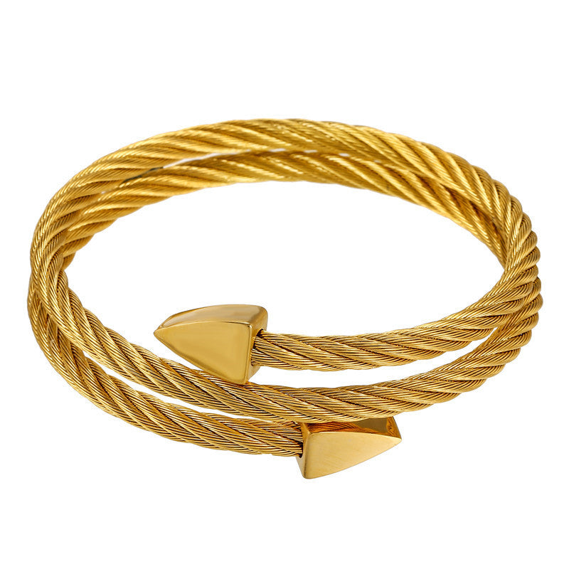Vintage Geometric Square Plated Stainless Steel Bracelet for Men and Women