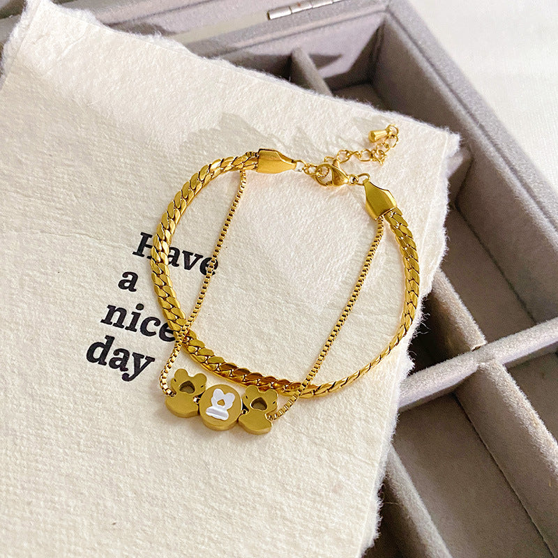 Minimalist Elegant 18K Gold Plated Titanium Steel Bracelet Unisex Jewelry