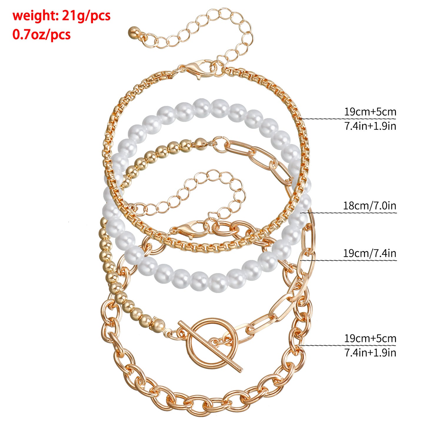 Punk Minimalist Geometric Metal Bracelet Set with Electroplated Finish for Women