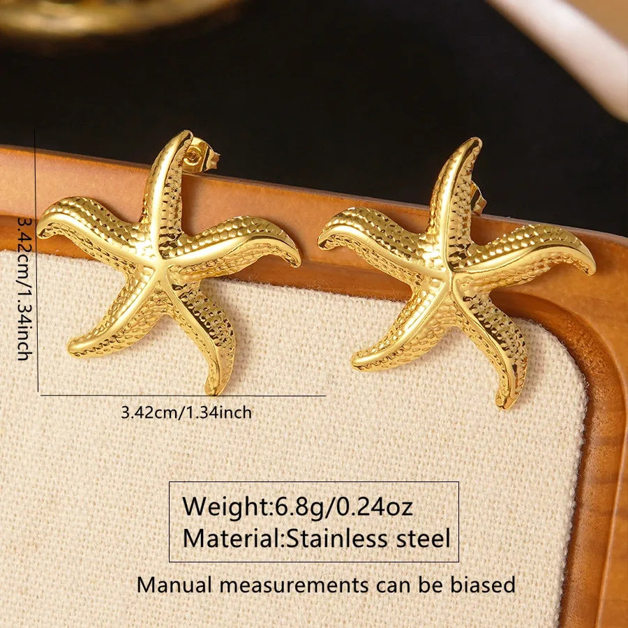 Minimalist Star Geometric Titanium Steel Plated Earrings