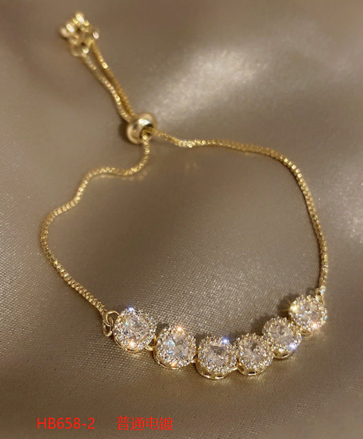 Luxury Elegant Geometric Alloy Plated Bracelet with Cubic Zirconia for Women