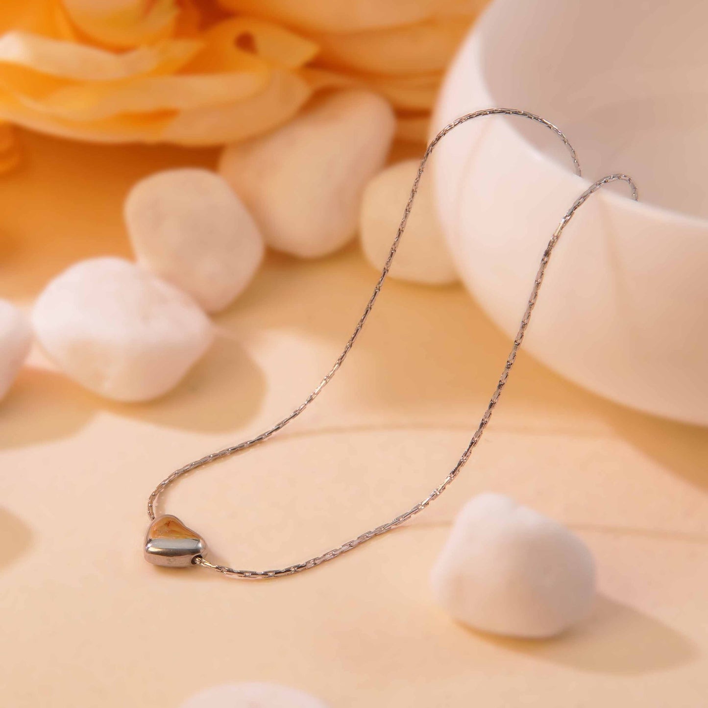 Minimalist Sweet Heart Titanium Steel Plated Necklace for Women