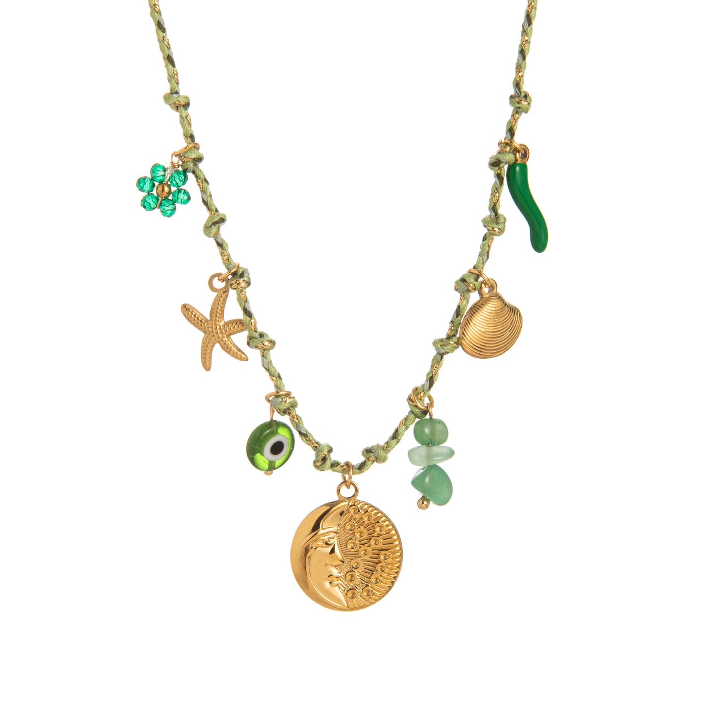 Collana da donna con ciondolo a farfalla a stella, perla e barretta placcata in titanio e acciaio personalizzata