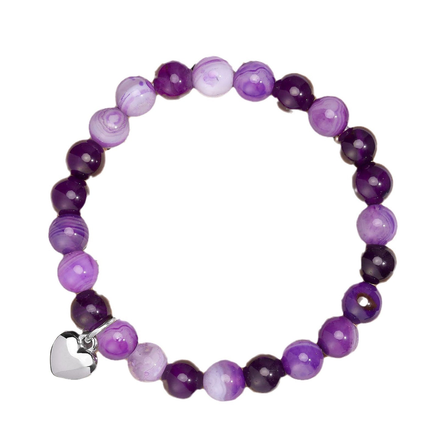 Geometric Heart Agate Beaded Bracelet for Women