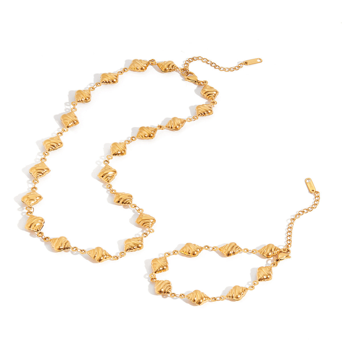 Collana Minimalista da Donna in Acciaio al Titanio a Forma di Pane con Finitura Placcata Set Bracciali in Acciaio Inossidabile
