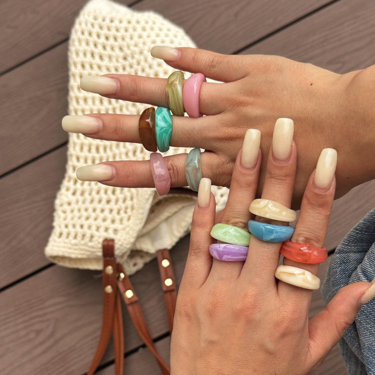 Vintage Casual Geometric Drip Oil Acrylic Ring