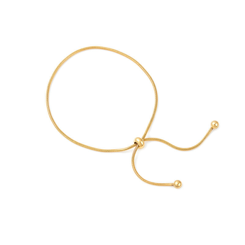Minimalist Geometric Titanium Steel Adjustable Anklet for Women with Snake Chain Design