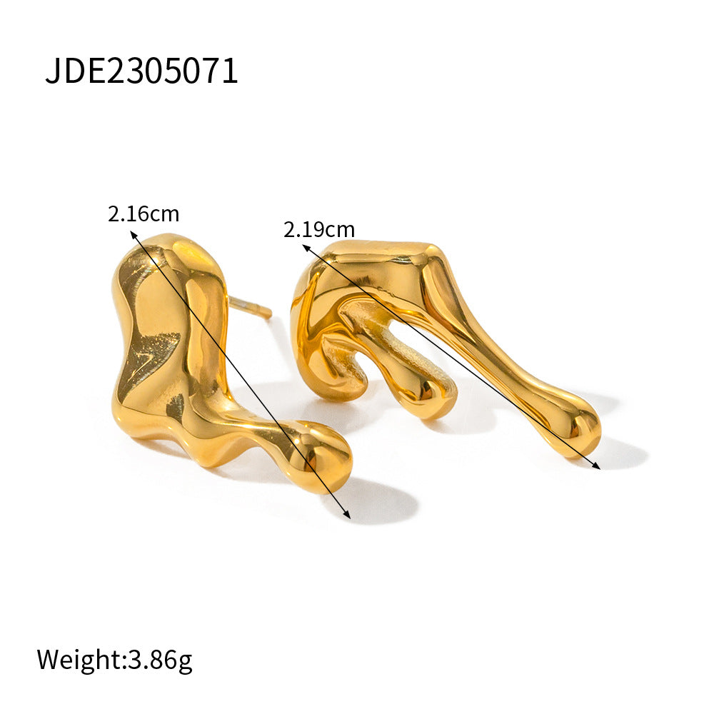 Trendy Geometric Irregular 18K Gold Plated Stainless Steel Earrings for Women