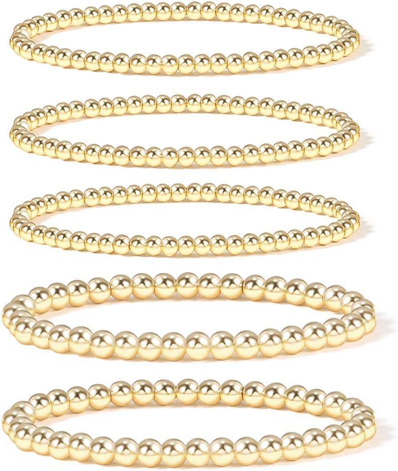 Bohemian Minimalist Geometric Plated Alloy Cuban Link Chain Pearl Bracelet Set for Women