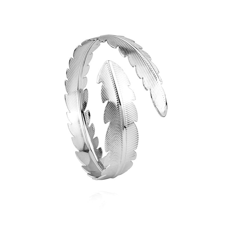 Exaggerated Geometric Leaf Metal Arm Cuff Set Plated Bracelet Jewelry for Women