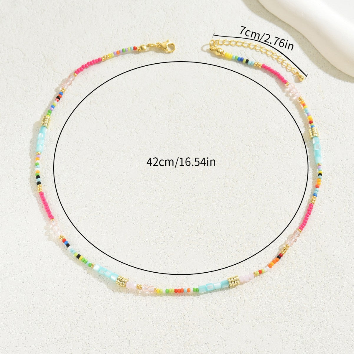 Collar de estilo bohemio con cristal geométrico para mujer, con artesanía hecha a mano y diseño de cuentas coloridas