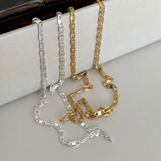 Collar de cadena de bolas geométricas de plata de ley 925 chapado en oro minimalista