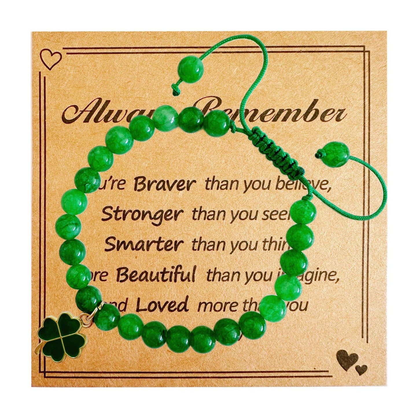 Elegant Four Leaf Clover Plant Floral Beaded Stretch Bracelet Unisex St. Patrick's Day Jewelry