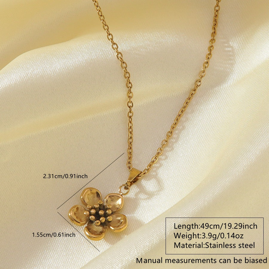 Vintage Luxury 18K Gold Plated Floral Bee Stainless Steel Necklace for Women