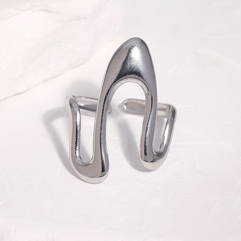Minimalist Geometric Titanium Steel Open Ring Gold Plated Adjustable Fashion Jewelry for Women