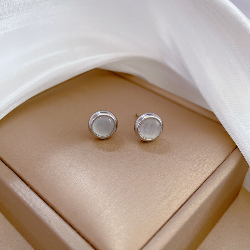 Minimalist Titanium Steel Geometric Stud Earrings for Women