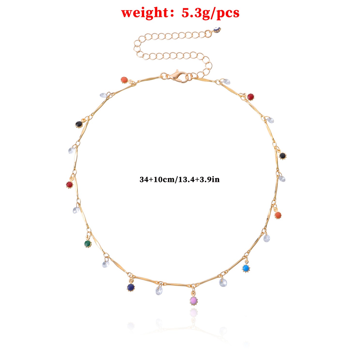 Elegant Short Rhinestone Flower Pendant Necklace for Women Alloy Plated Straight Tube Handmade Chain
