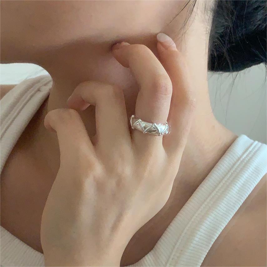 Anello minimalista in argento sterling S925 da donna con design a fascia circolare geometrica