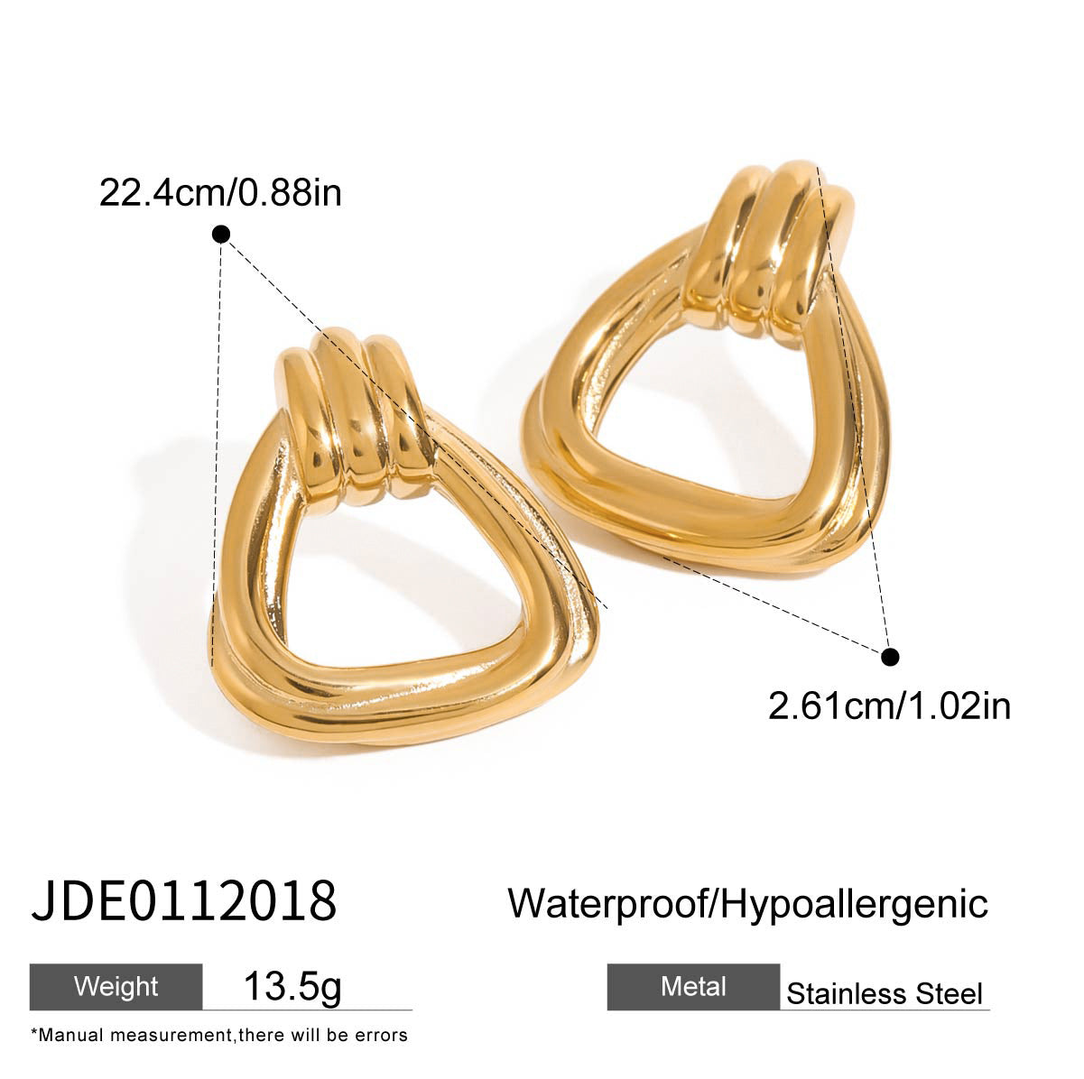 Minimalist Geometric Triangle Titanium Steel Plated Earrings for Women